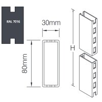 Säule 80x30 mm - 300 cm lang, anthrazit