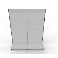 Wall shelf 300x100 cm (HxW), perforated sheet metal rear panel, grey