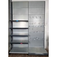 Wall shelf 300x100 cm (HxW), perforated sheet metal rear panel, grey